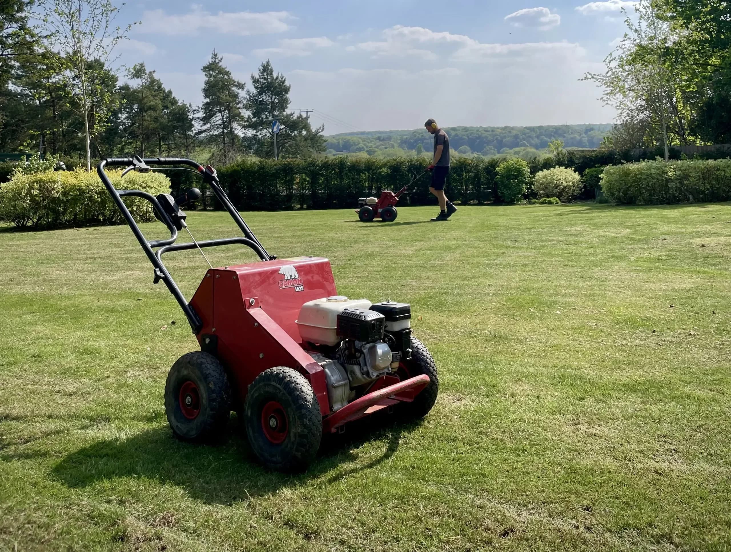 Aerator on UK lawn