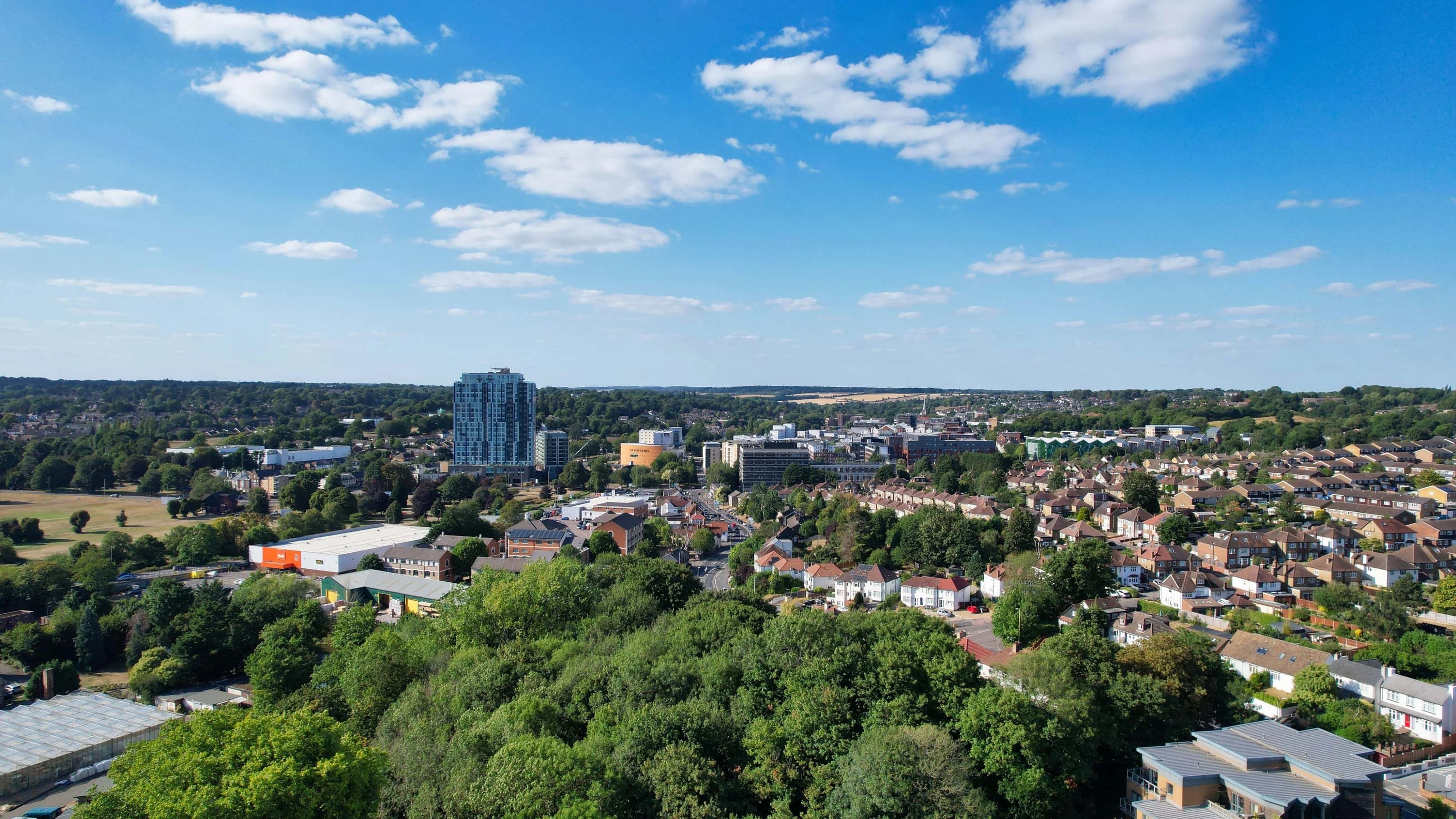 Aerial View of Hemel Hempstead England UK Town of England