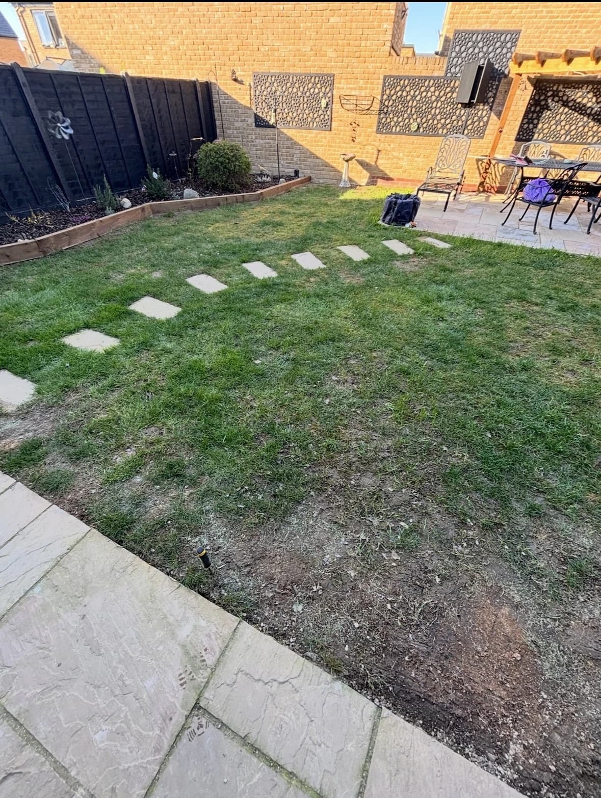 Lawn in Harlow with very thin growth and many bare patches